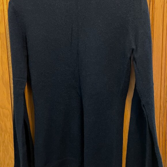 Y2K Cashmere Bell Sleeves Laced Shoulders 100% Cashmere Sweater Navy Blue Medium - Picture 4 of 4